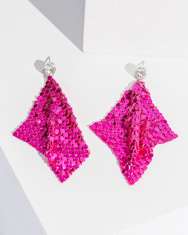 Colette by Colette Hayman Pink Metal Mesh Earrings