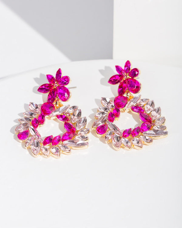 Colette by Colette Hayman Pink Multi Crystal Halo Earrings