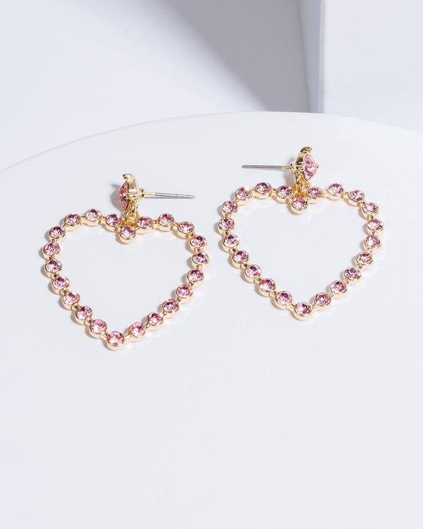 Colette by Colette Hayman Pink Multi Crystal Love Heart Drop Earrings