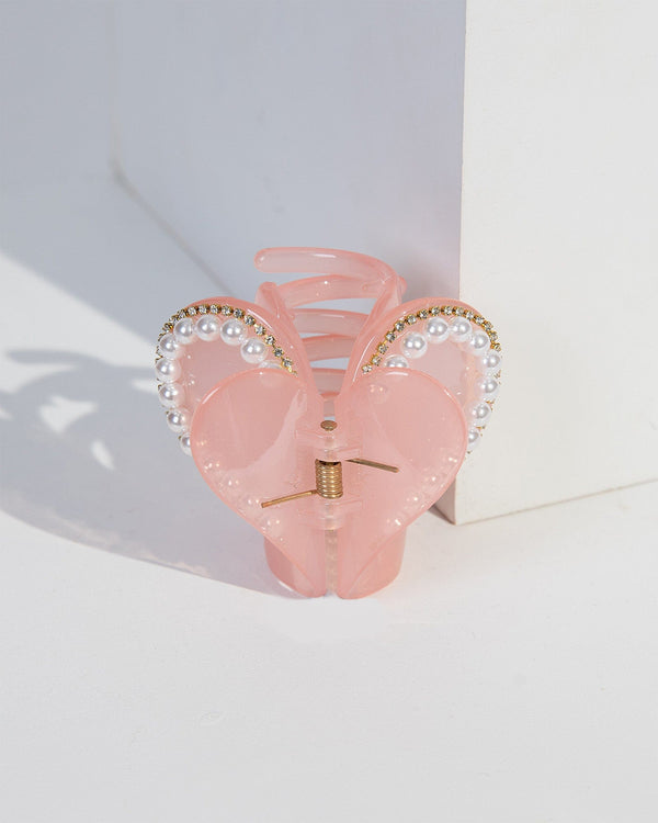 Colette by Colette Hayman Pink Pearl Love Heart Claw Clip