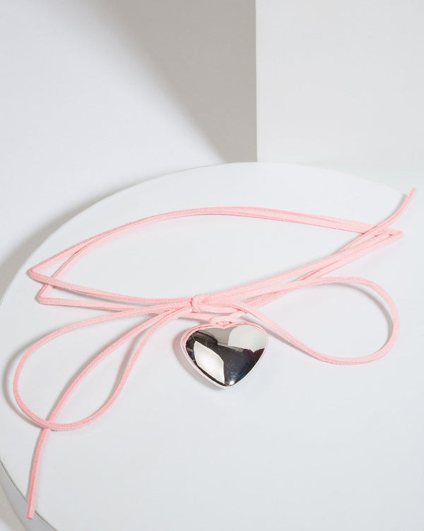 Colette by Colette Hayman Pink Puffy Heart Cord Choker Necklace