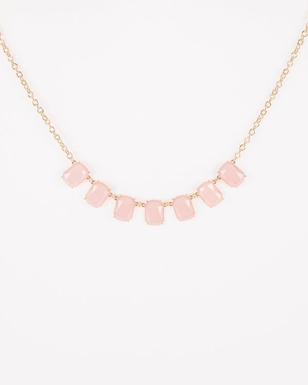 Colette by Colette Hayman Pink Rectangle Chunky Pendant Necklace