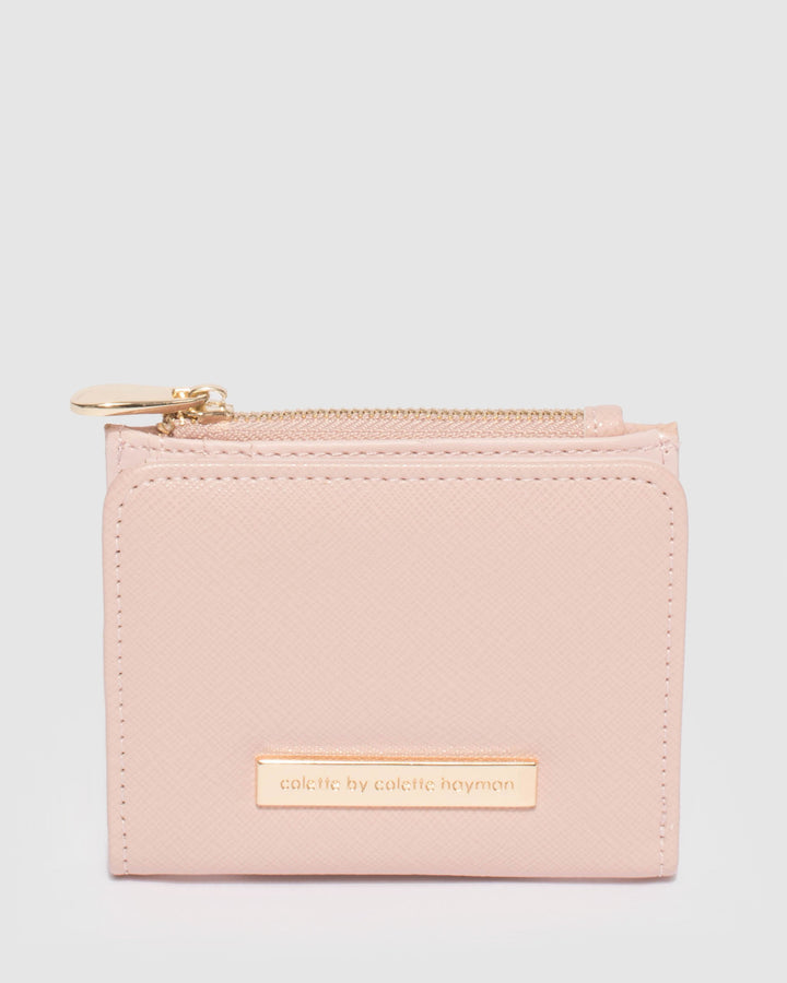 Colette by Colette Hayman Pink Saffiano Han Mini Wallet With Gold Hardware