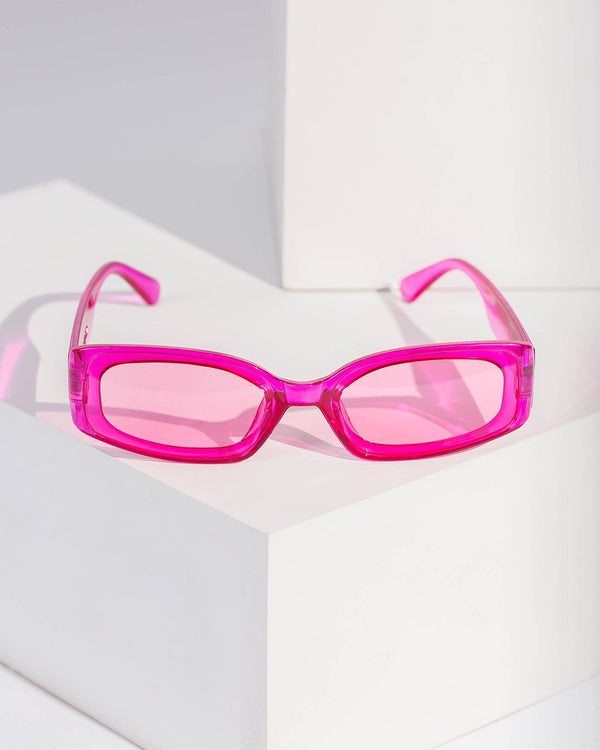 Colette by Colette Hayman Pink Slim Rectangle Sunglasses