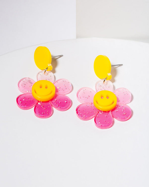 Colette by Colette Hayman Pink Smiley Flower Drop Earrings