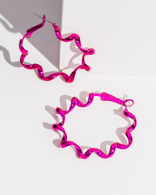 Colette by Colette Hayman Pink Spiral Hoop Earrings