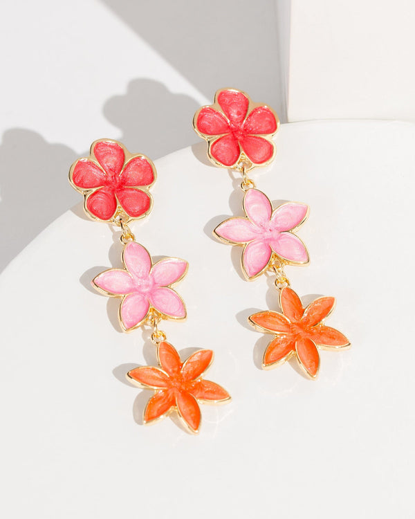 Colette by Colette Hayman Pink Triple Flower Drop Earrings
