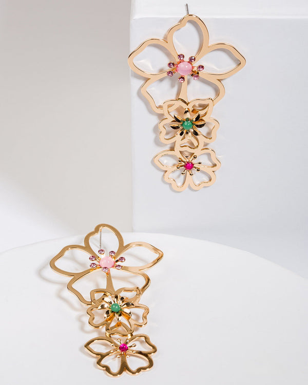 Colette by Colette Hayman Pink Triple Flower Earrings