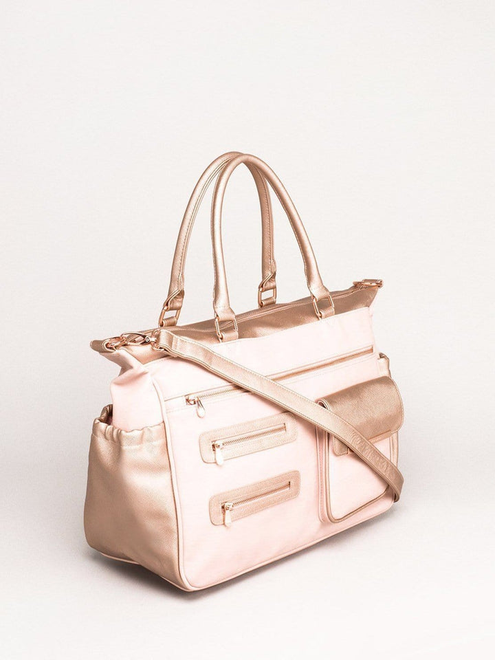 Colette by Colette Hayman Pink Triple Zip Baby Bag With Rose Gold Hardware