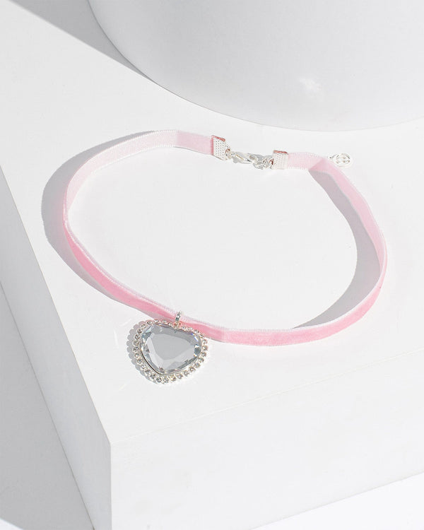 Colette by Colette Hayman Pink Velvet Heart Choker Necklace