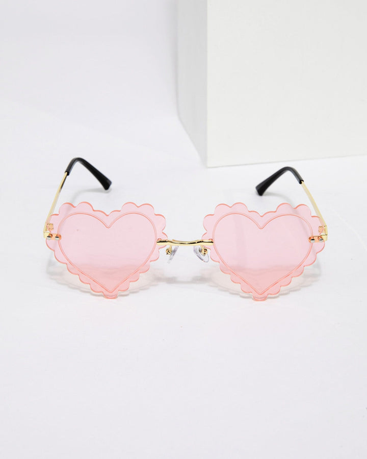 Pink Wave Shape Love Heart Sunglasses colette hayman