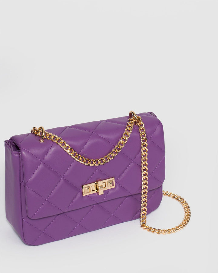 Colette by Colette Hayman Purple Amillia Stud Lock Crossbody Bag