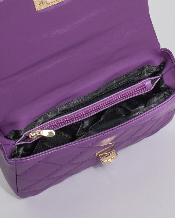 Colette by Colette Hayman Purple Amillia Stud Lock Crossbody Bag