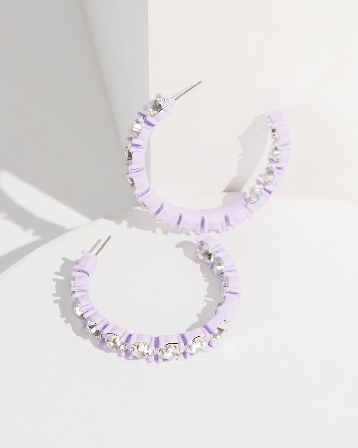 Colette by Colette Hayman Purple Crystal Around Hoop Earirngs