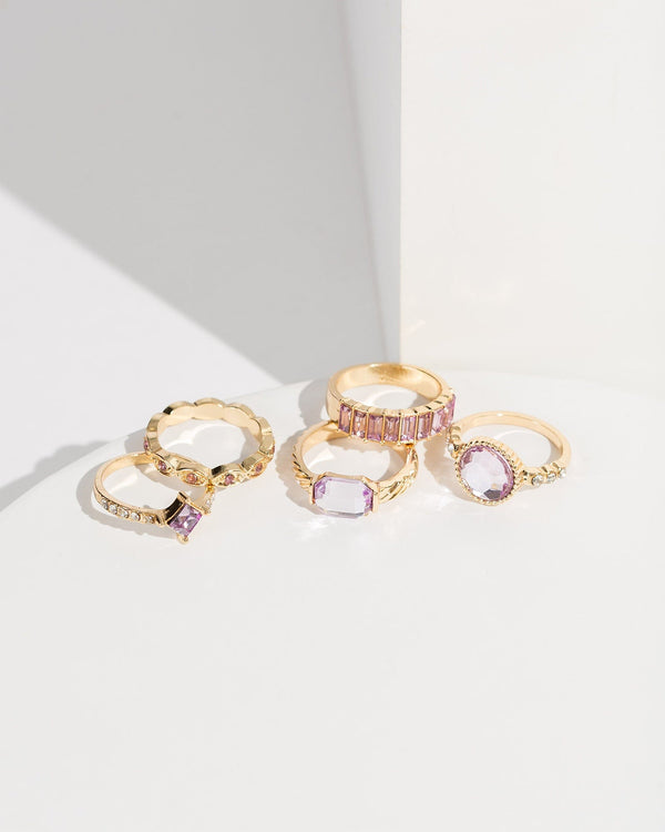 Colette by Colette Hayman Purple Crystal Band Ring Pack