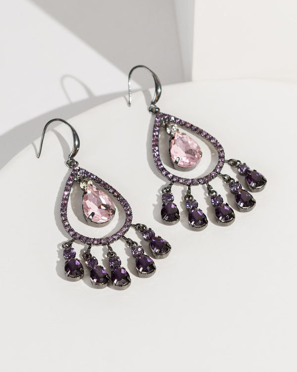 Colette by Colette Hayman Purple Crystal Chandelier Drop Earrings
