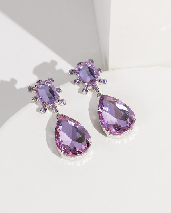 Colette by Colette Hayman Purple Crystal Framing Detail Earrings