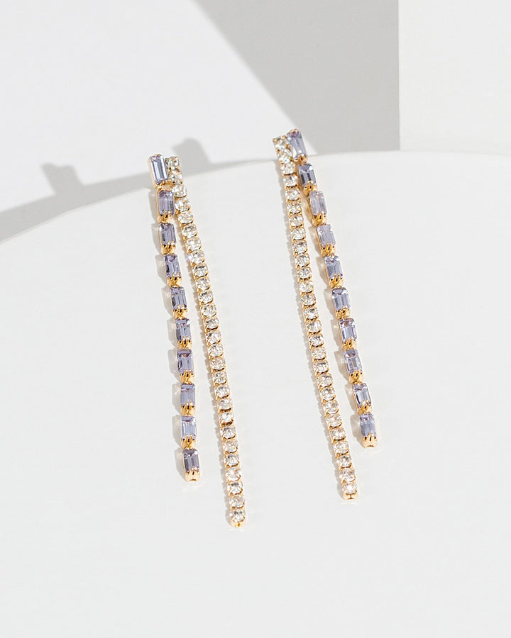 Colette by Colette Hayman Purple Double Row Chain Earrings