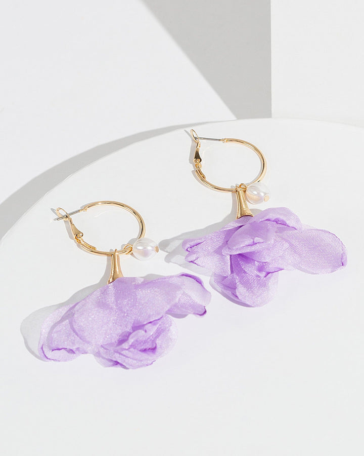 Colette by Colette Hayman Purple Fabric Hoop Earrings