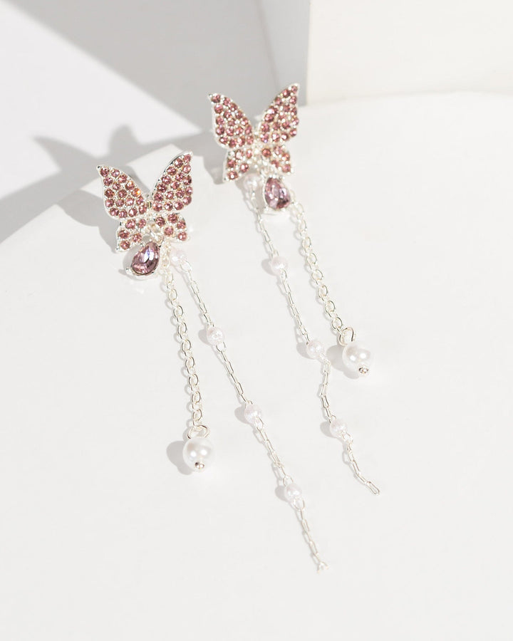 Colette by Colette Hayman Purple Fine Butterfly Tassel Earrings