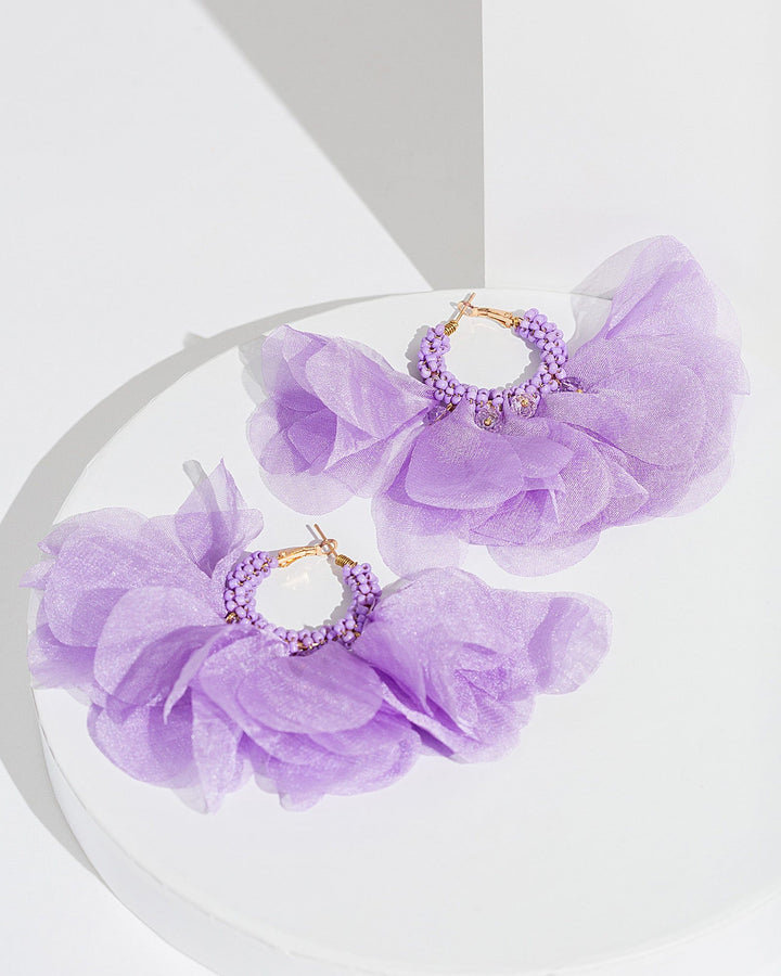 Colette by Colette Hayman Purple Floral Statement Earrings
