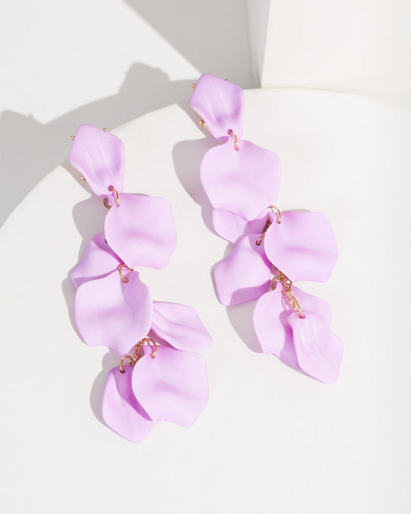 Colette by Colette Hayman Purple Flower Petals Drop Earrings