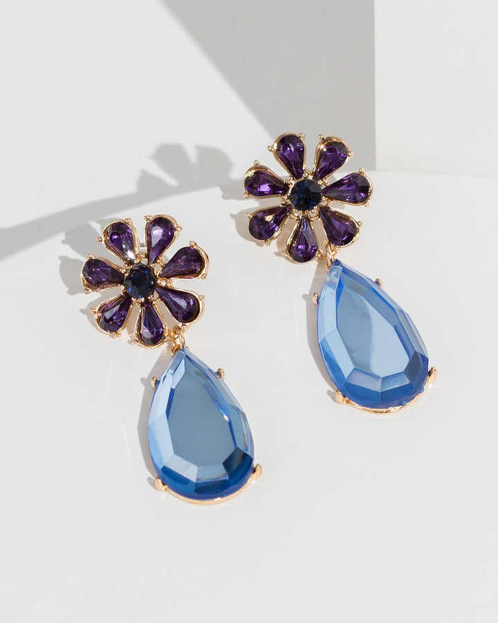 Colette by Colette Hayman Purple Flower Teardrop Earrings