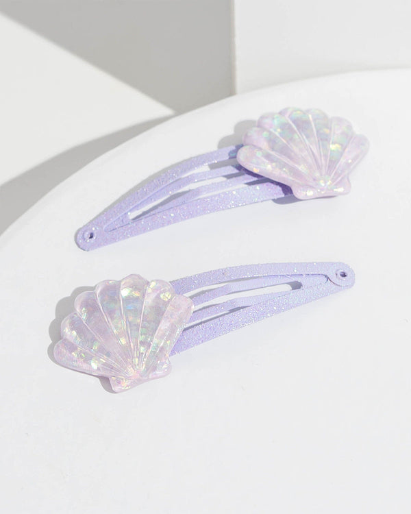 Colette by Colette Hayman Purple Glitter Shell Hair Clip Pack