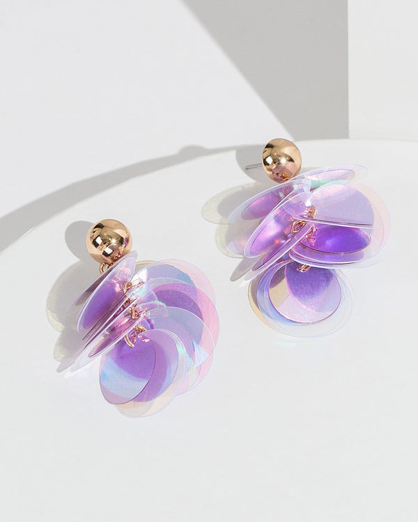 Colette by Colette Hayman Purple Holographic Disc Earrings