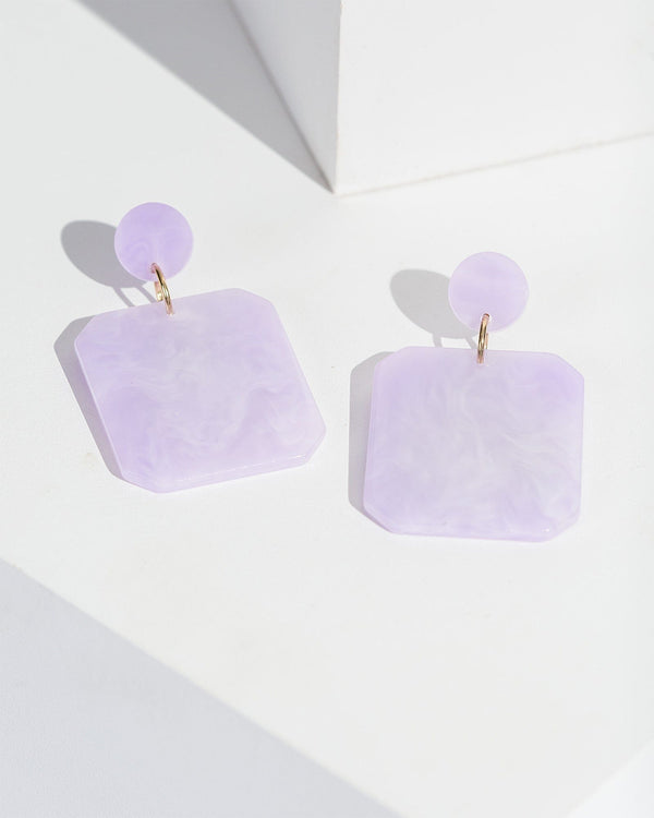 Colette by Colette Hayman Purple Large Octagon Swirl Drop Earrings
