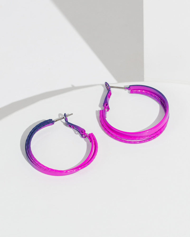 Colette by Colette Hayman Purple Metallic Hoop Earrings