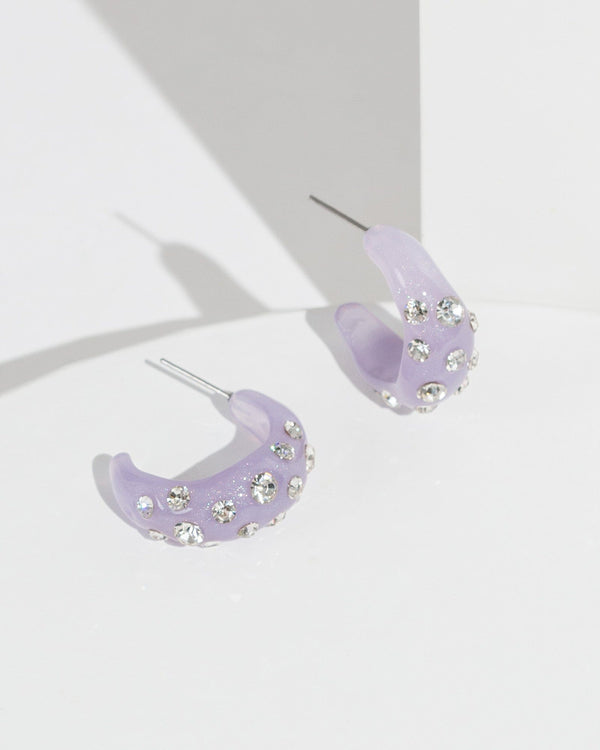 Colette by Colette Hayman Purple Studded Hoop Earrings