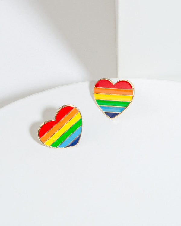 Colette by Colette Hayman Rainbow Love Heart Stud Earrings