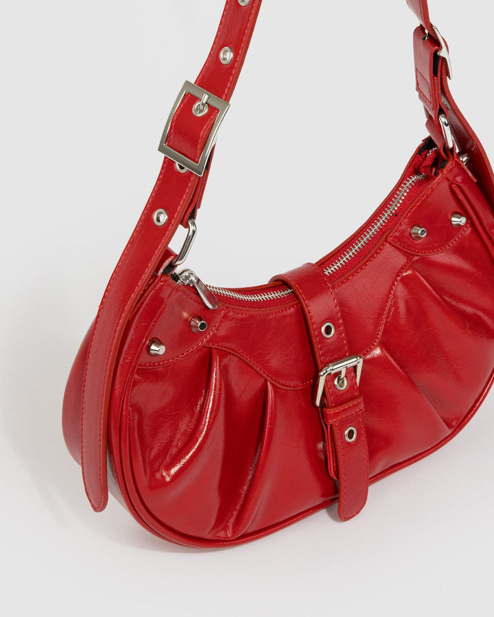 Colette by Colette Hayman Red Avalon Buckle Shoulder Bag