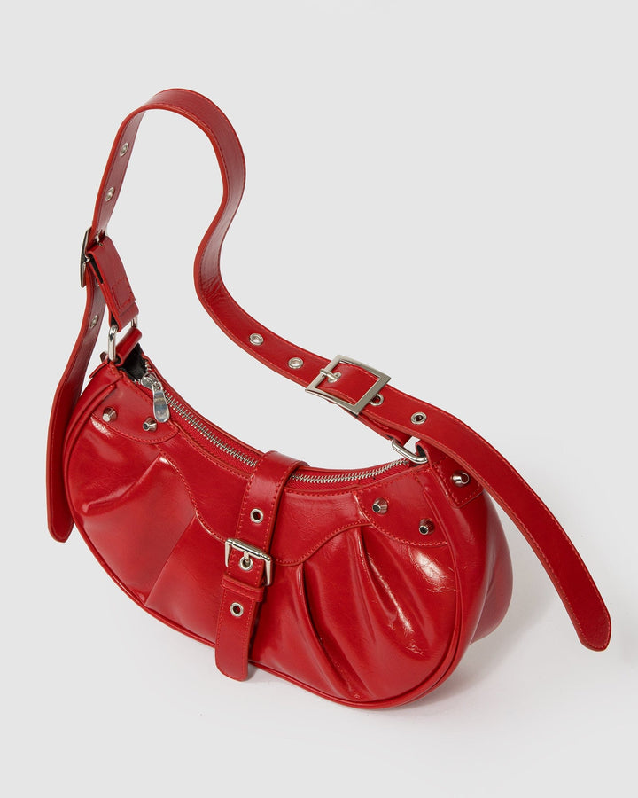 Colette by Colette Hayman Red Avalon Buckle Shoulder Bag