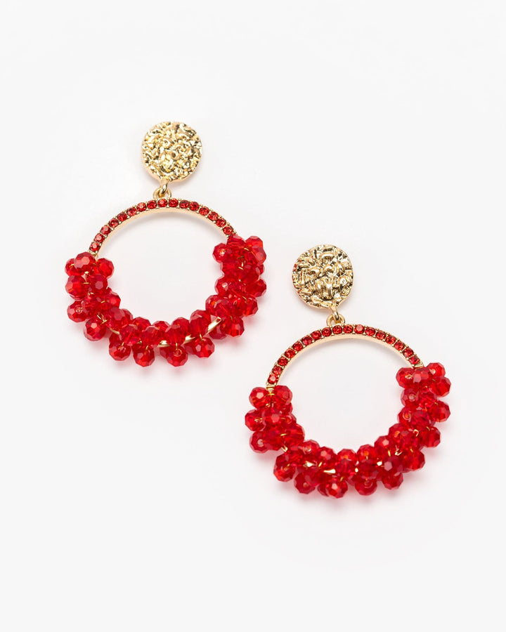 Colette by Colette Hayman Red Beaded Circle Drop Earrings