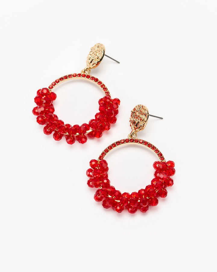 Colette by Colette Hayman Red Beaded Circle Drop Earrings
