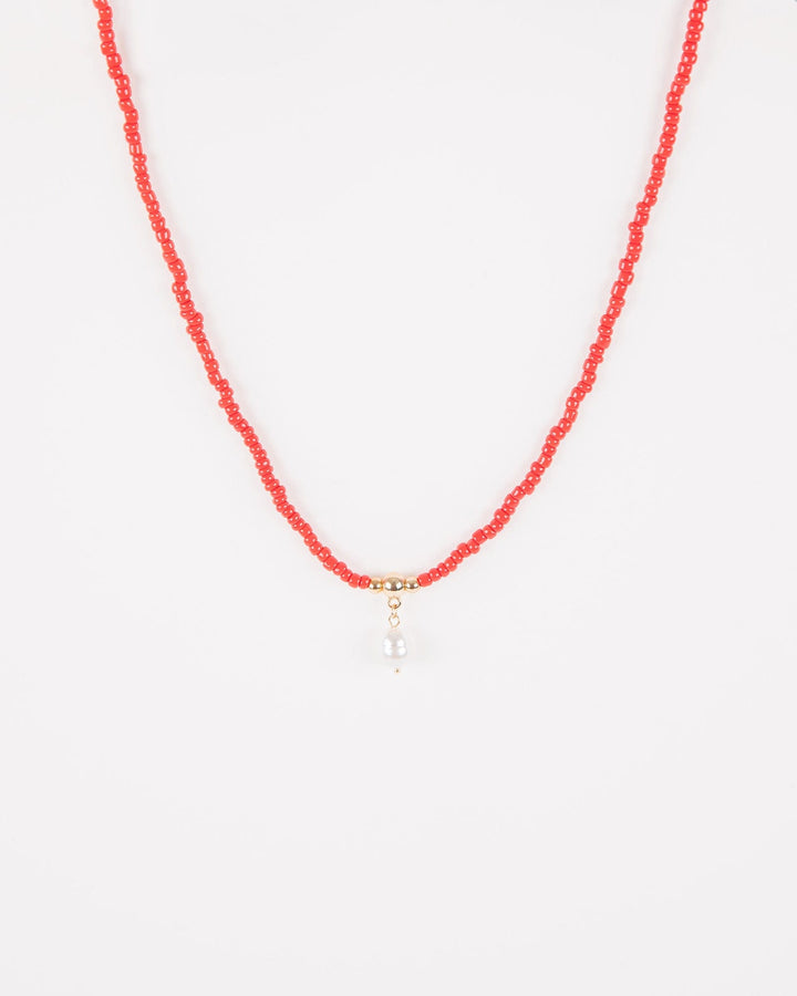 Colette by Colette Hayman Red Beaded Pearl Necklace