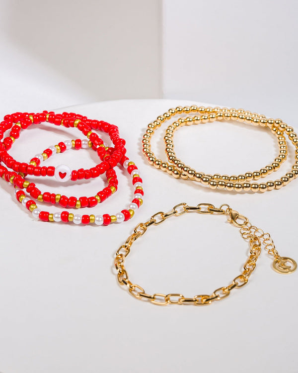 Colette by Colette Hayman Red Beaded Stretchy Bracelet Pack