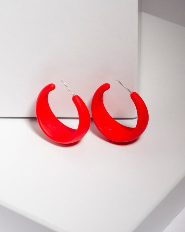 Colette by Colette Hayman Red Chubby Hoop Earrings