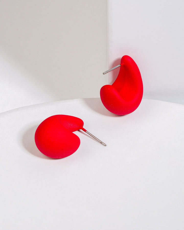 Colette by Colette Hayman Red Chunky Red Huggie Hoop Earrings