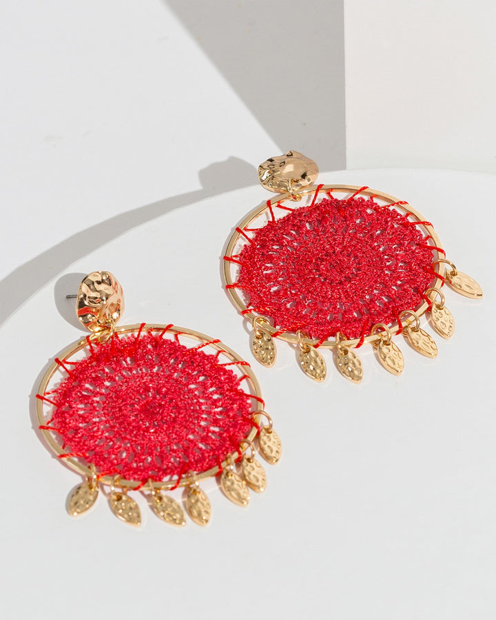 Colette by Colette Hayman Red Crochet Earrings