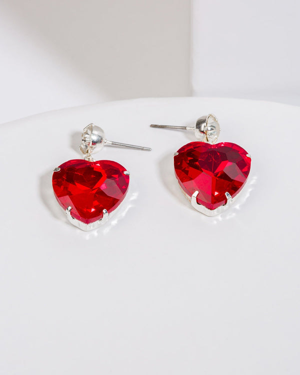 Colette by Colette Hayman Red Crystal Heart Stud Earrings