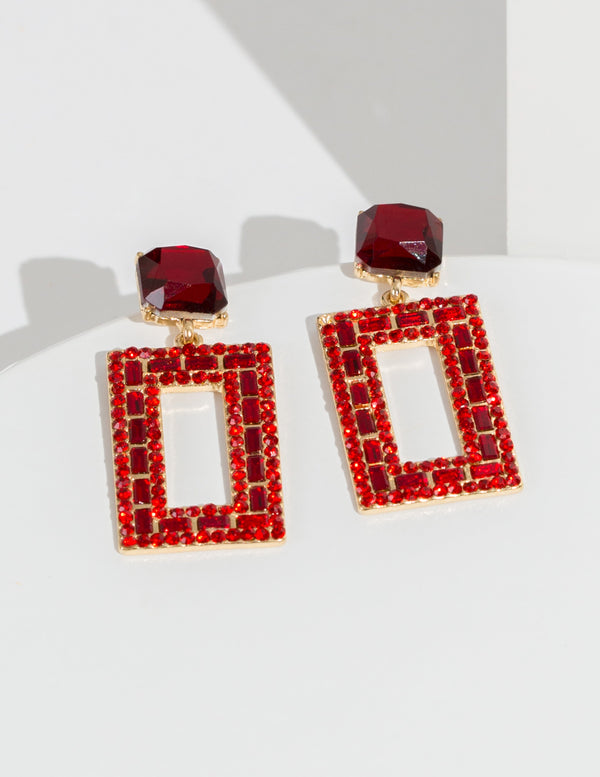 Colette by Colette Hayman Red Crystal Rectangle Earrings