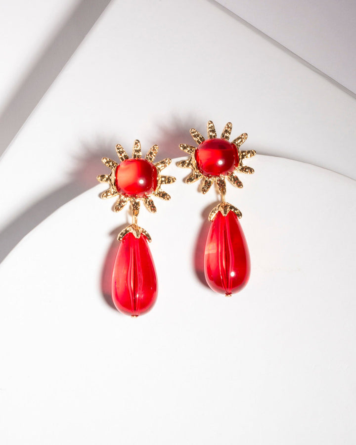 Colette by Colette Hayman Red Crystal Sun Bead Earrings