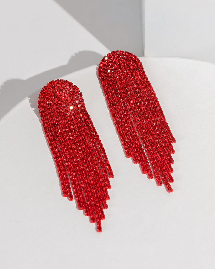 Colette by Colette Hayman Red Crystals Chain Earrings