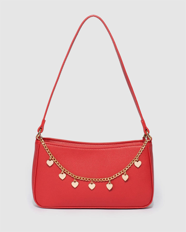 Colette by Colette Hayman Red Frankie Heart Chain Shoulder Bag