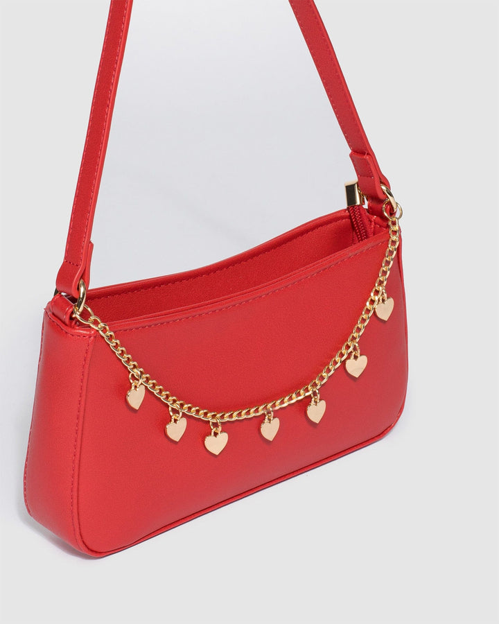 Colette by Colette Hayman Red Frankie Heart Chain Shoulder Bag