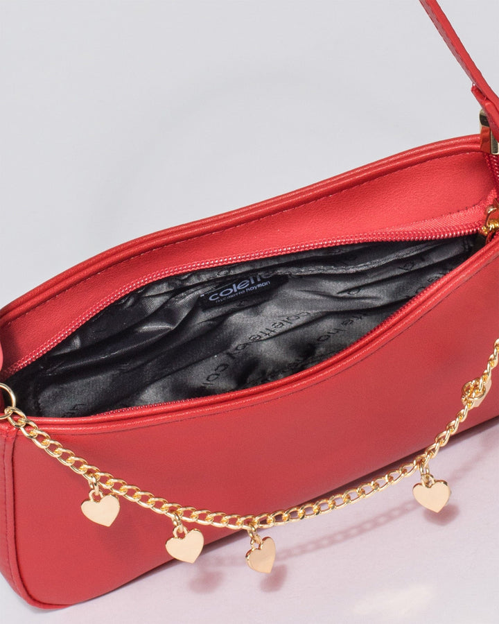 Colette by Colette Hayman Red Frankie Heart Chain Shoulder Bag