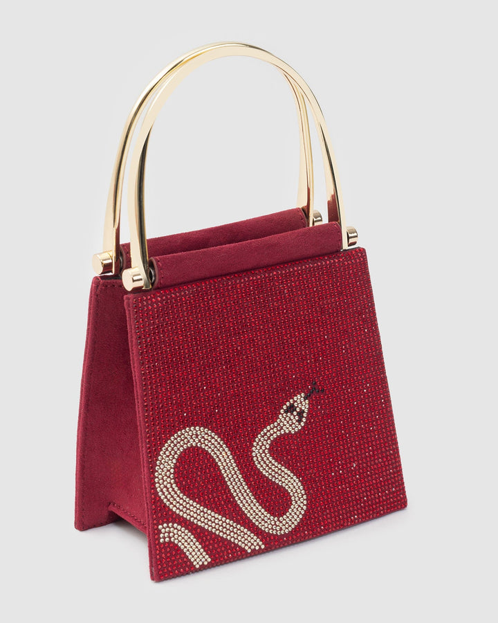 Colette by Colette Hayman Red Joanna Snake Metal Handle Mini Bag